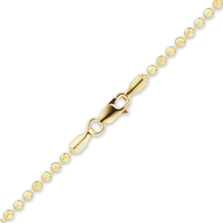 Finished Diamond Cut Round Bead Anklet in 18K Yellow Gold (1.20 mm - 1.90 mm)