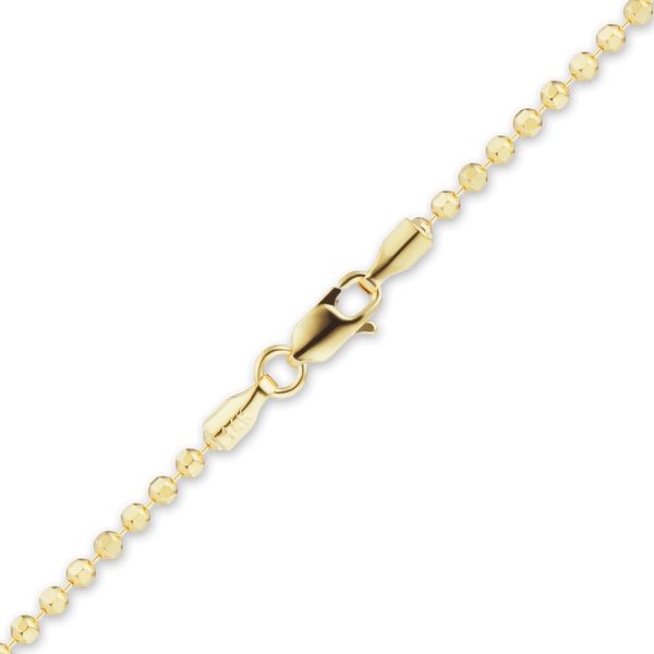 Finished Diamond Cut Round Bead Necklace in 14K Yellow Gold (1.20 mm - 1.90 mm)