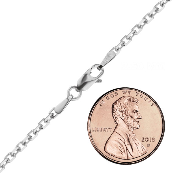 Finished Diamond Cut Round Cable Necklace in 14K White Gold (1.05 mm - 3.00 mm)