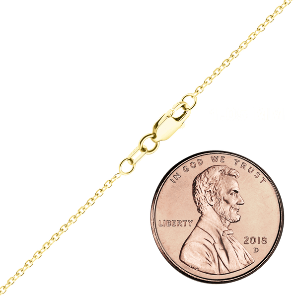 Finished Diamond Cut Round Cable Necklace in 14K Yellow Gold (1.05 mm - 3.00 mm)