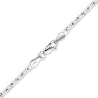 Finished Elongated Diamond Cut Cable Necklace in 14K White Gold (1.00 mm - 3.30 mm)