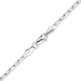 Finished Elongated Diamond Cut Cable Bracelet in 14K White Gold (1.00 mm - 3.30 mm)