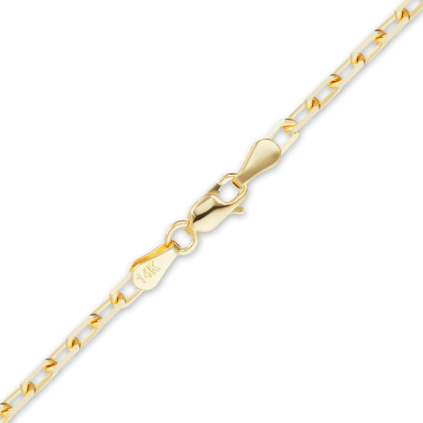 Finished Elongated Diamond Cut Cable Anklet in 18K Yellow Gold (1.00 mm - 2.60 mm)