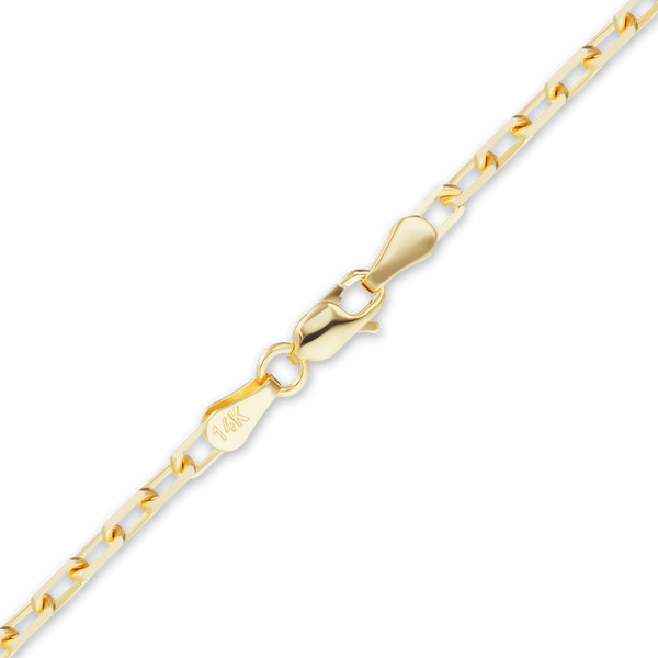 Finished Elongated Diamond Cut Cable Necklace in 18K Yellow Gold (1.00 mm - 2.60 mm)