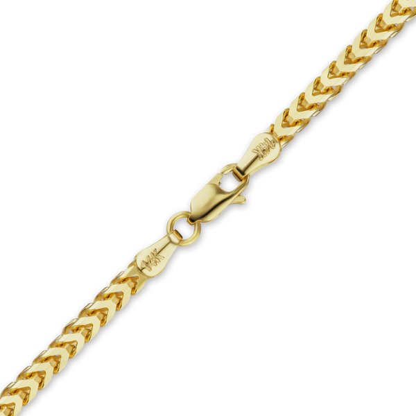 Finished Franco Foxtail Bracelet in 14K Yellow Gold (1.25 mm - 3.20 mm)