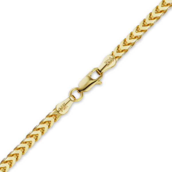 Finished Franco Foxtail Necklace in 14K Yellow Gold (1.25 mm - 3.20 mm)