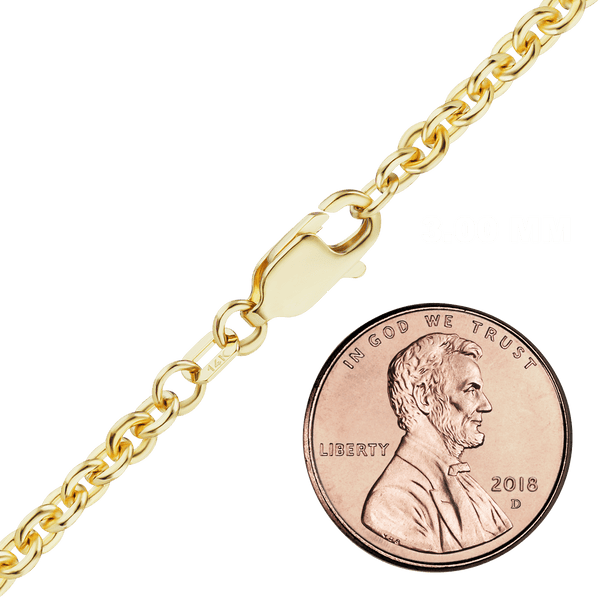 Finished Heavy Round Cable Necklace in 14K Yellow Gold (0.70 mm - 4.30 mm)