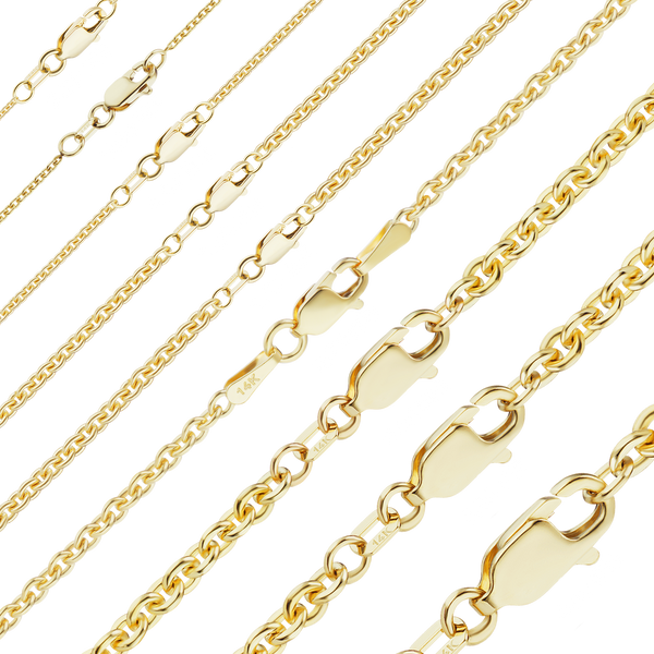 Finished Heavy Round Cable Anklet in 14K Yellow Gold (0.70 mm - 4.30 mm)