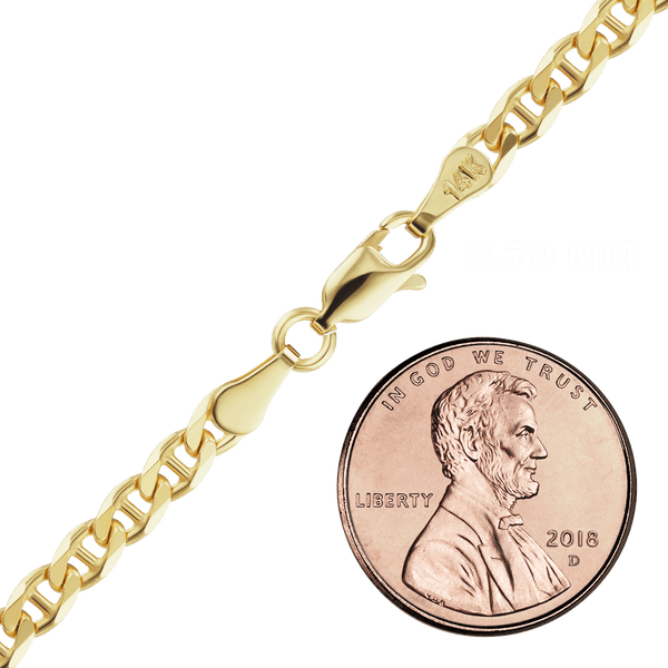 Finished Mariner Curb Anklet in 14K Yellow Gold (1.80 mm - 3.70 mm)