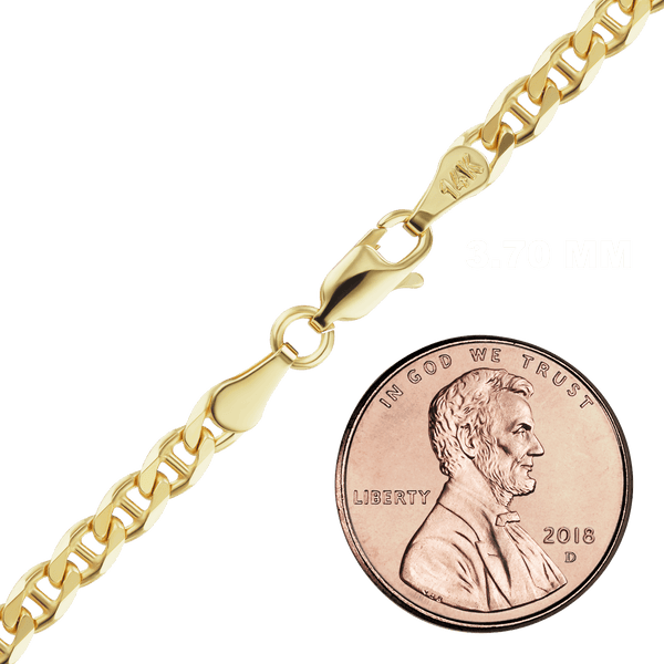 Finished Mariner Curb Necklace in 18K Yellow Gold (2.60 mm - 3.70 mm)
