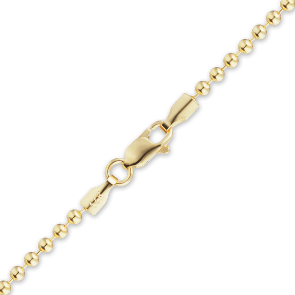 Finished Round Bead Necklace in 18K Yellow Gold (1.20 mm - 2.50 mm)