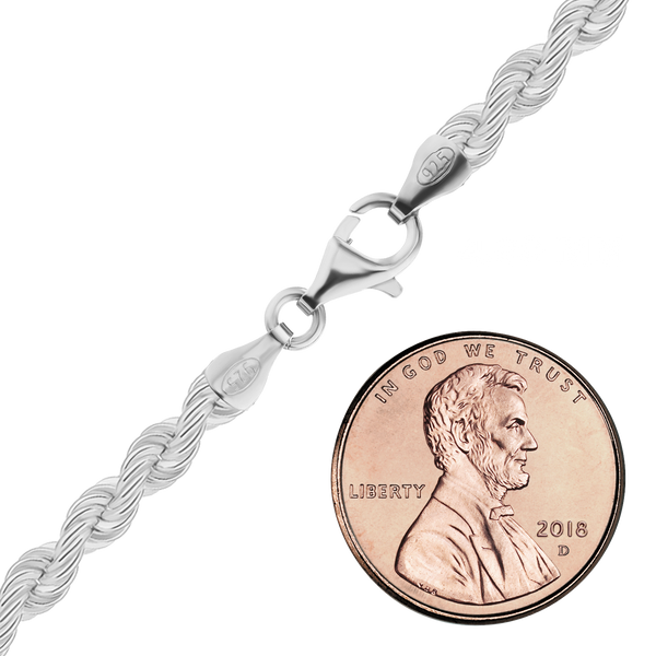 Finished Handmade Solid Rope Bracelet in Sterling Silver (4.00 mm)