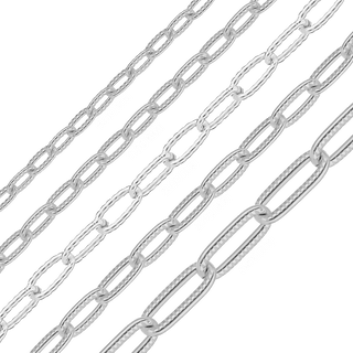 Bulk / Spooled Flat Textured Cable Chain in Sterling Silver (1.60 mm - 3.10 mm)