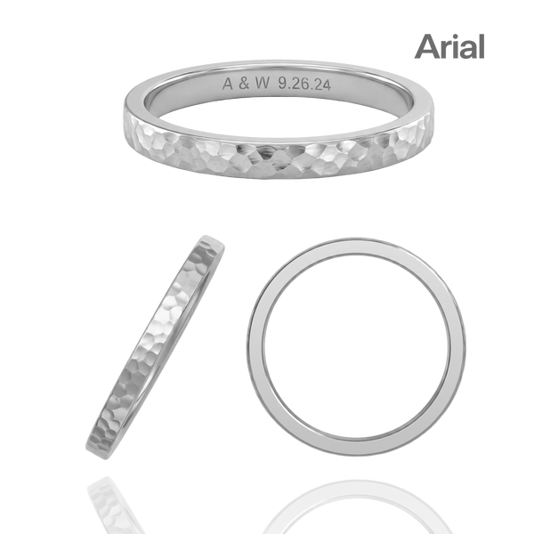 14K White Gold Flat Wedding Bands with Optional Engraving  (2.0 mm)