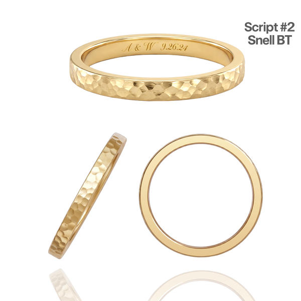 14K Yellow Gold Flat Wedding Bands with Optional Engraving  (2.0 mm)