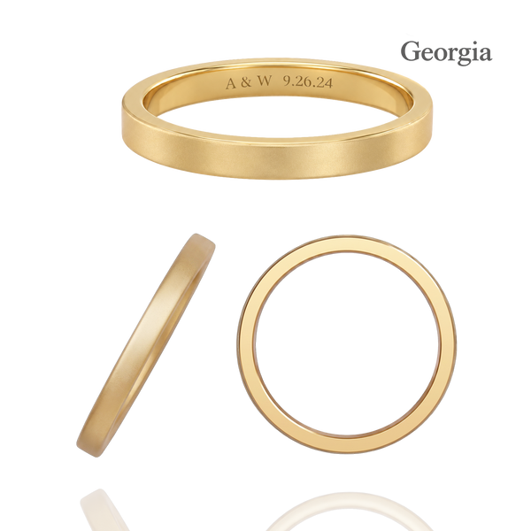 14K Yellow Gold Flat Wedding Bands with Optional Engraving  (2.0 mm)