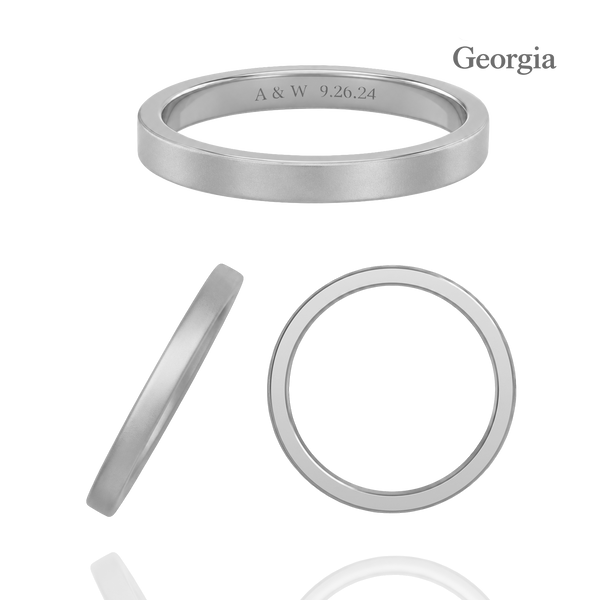 Sterling Silver Flat Wedding Bands with Optional Engraving  (2.0 mm)