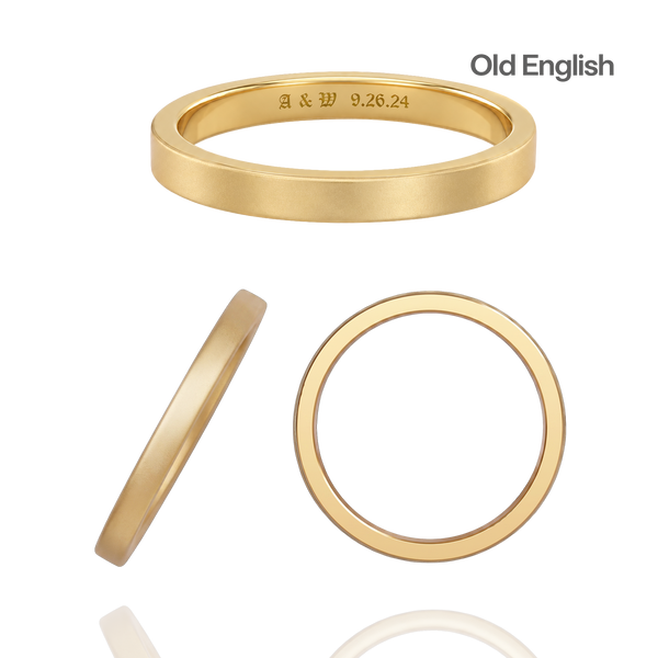 14K Yellow Gold Flat Wedding Bands with Optional Engraving  (2.0 mm)