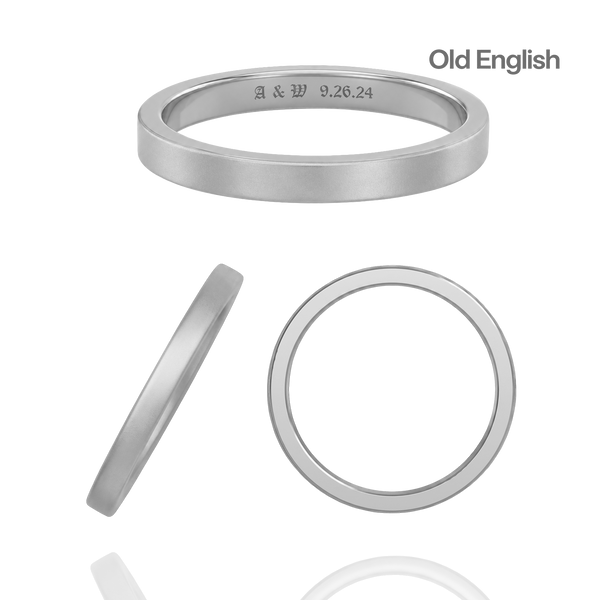 Sterling Silver Flat Wedding Bands with Optional Engraving  (2.0 mm)