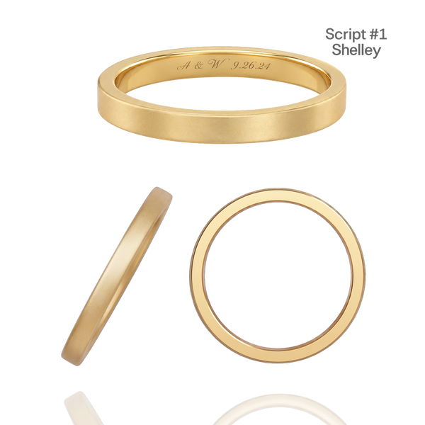 14K Yellow Gold Flat Wedding Bands with Optional Engraving  (2.0 mm)