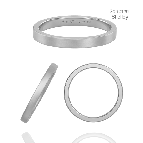 Sterling Silver Flat Wedding Bands with Optional Engraving  (2.0 mm)