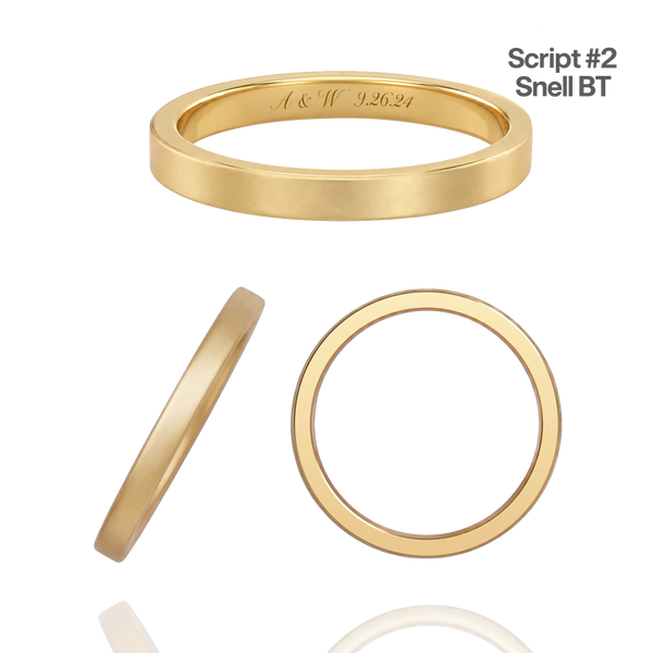 14K Yellow Gold Flat Wedding Bands with Optional Engraving  (2.0 mm)