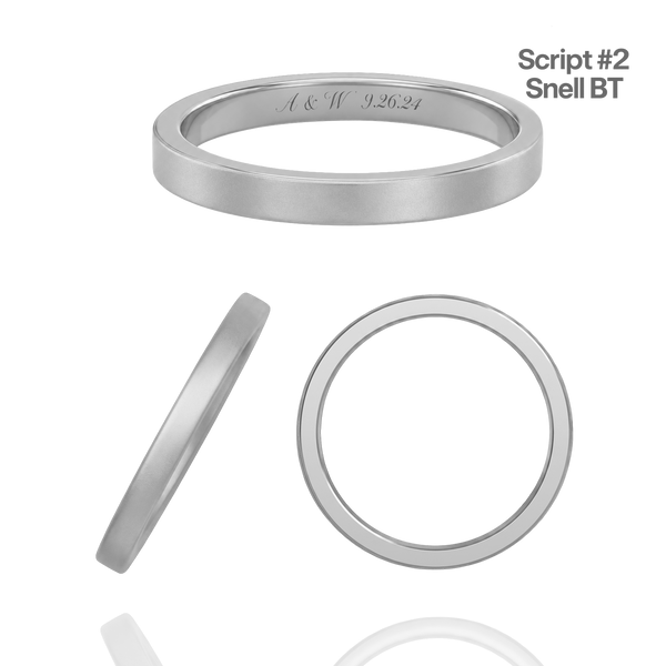 14K White Gold Flat Wedding Bands with Optional Engraving  (2.0 mm)