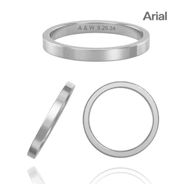 Sterling Silver Flat Wedding Bands with Optional Engraving  (2.0 mm)