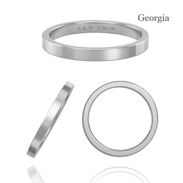 14K White Gold Flat Wedding Bands with Optional Engraving  (2.0 mm)