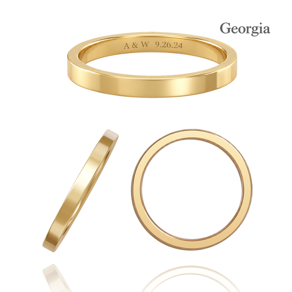 14K Yellow Gold Flat Wedding Bands with Optional Engraving  (2.0 mm)