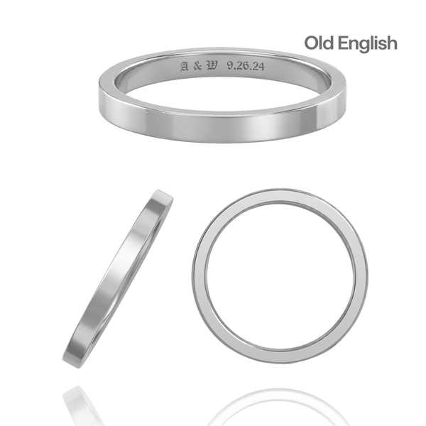 14K White Gold Flat Wedding Bands with Optional Engraving  (2.0 mm)
