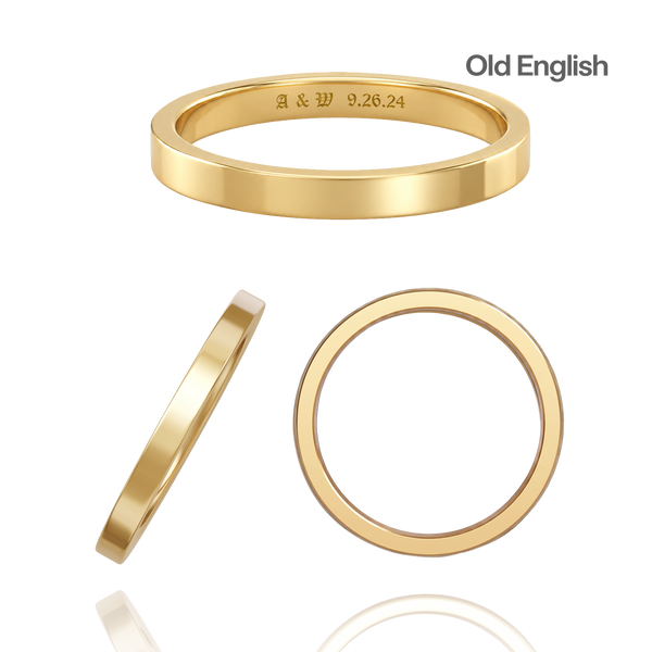 14K Yellow Gold Flat Wedding Bands with Optional Engraving  (2.0 mm)
