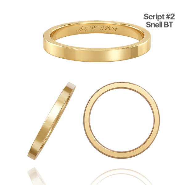 14K Yellow Gold Flat Wedding Bands with Optional Engraving  (2.0 mm)