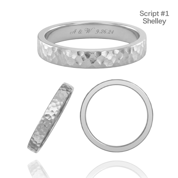 14K White Gold Flat Wedding Bands with Optional Engraving  (3.0 mm)