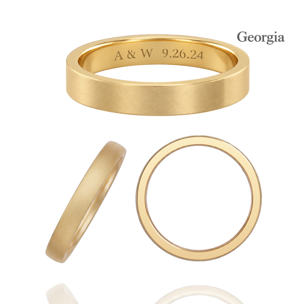 14K Yellow Gold Flat Wedding Bands with Optional Engraving  (3.0 mm)