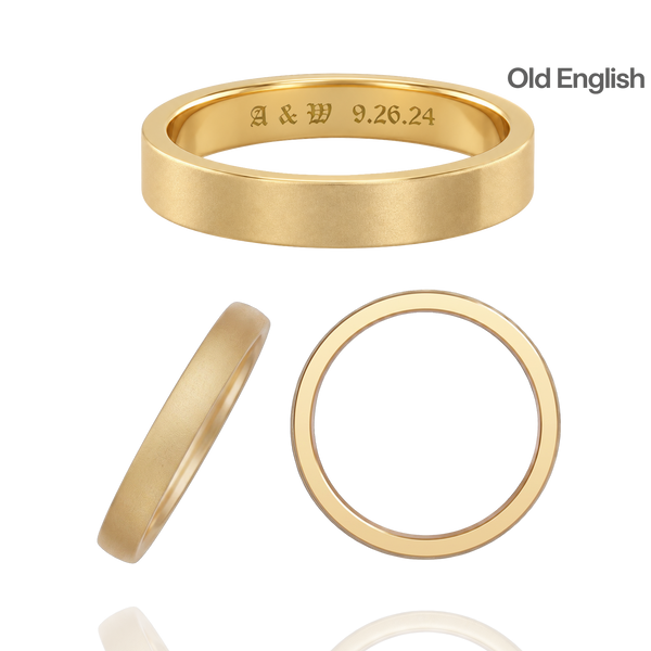 14K Yellow Gold Flat Wedding Bands with Optional Engraving  (3.0 mm)