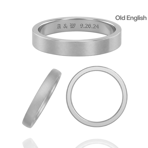 14K White Gold Flat Wedding Bands with Optional Engraving  (3.0 mm)