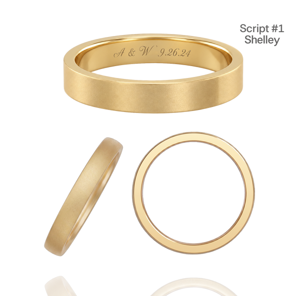 14K Yellow Gold Flat Wedding Bands with Optional Engraving  (3.0 mm)
