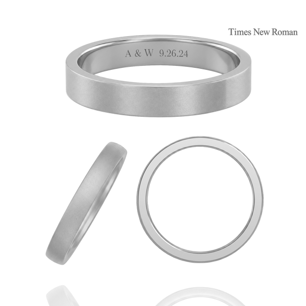14K White Gold Flat Wedding Bands with Optional Engraving  (3.0 mm)