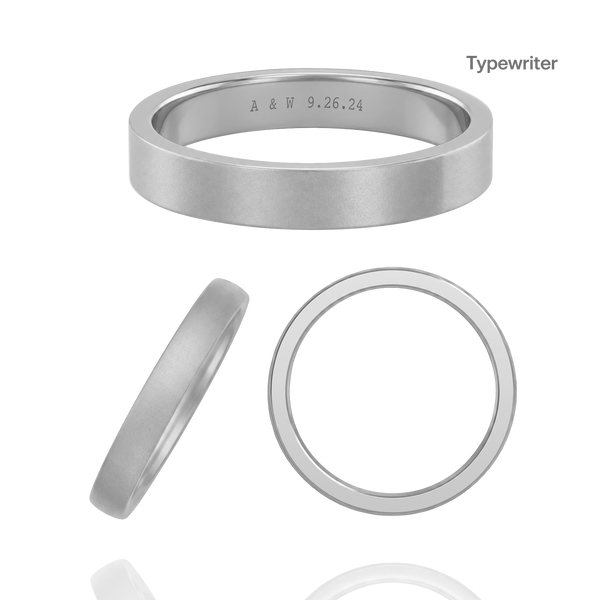 14K White Gold Flat Wedding Bands with Optional Engraving  (3.0 mm)