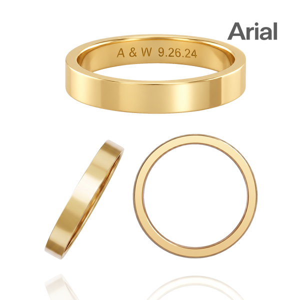 14K Yellow Gold Flat Wedding Bands with Optional Engraving  (3.0 mm)