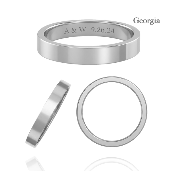 14K White Gold Flat Wedding Bands with Optional Engraving  (3.0 mm)