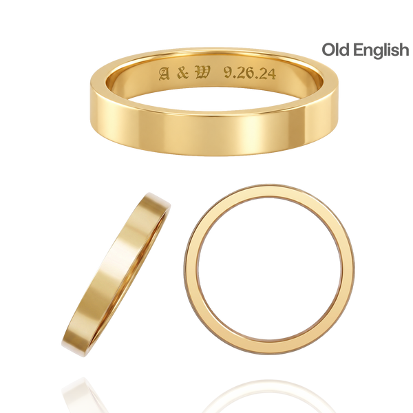 14K Yellow Gold Flat Wedding Bands with Optional Engraving  (3.0 mm)