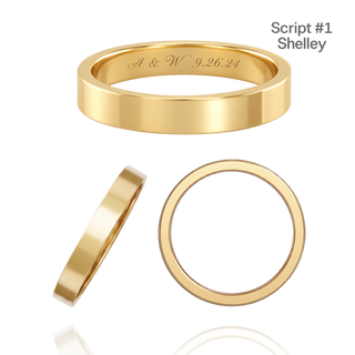 14K Yellow Gold Flat Wedding Bands with Optional Engraving  (3.0 mm)