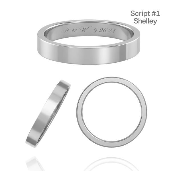Sterling Silver Flat Wedding Bands with Optional Engraving  (3.0 mm)