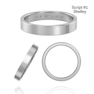 14K White Gold Flat Wedding Bands with Optional Engraving  (3.0 mm)