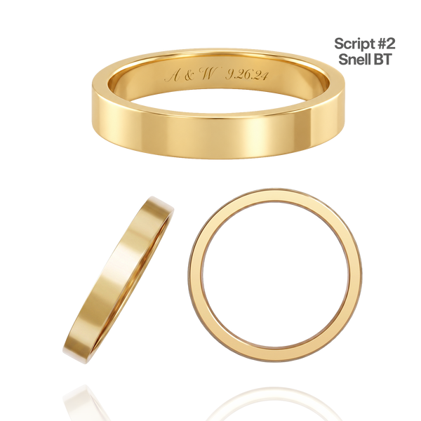 14K Yellow Gold Flat Wedding Bands with Optional Engraving  (3.0 mm)