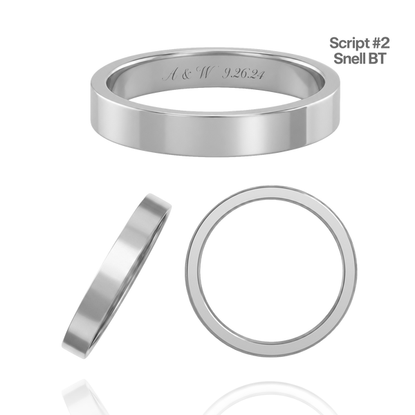 Sterling Silver Flat Wedding Bands with Optional Engraving  (3.0 mm)