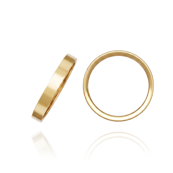 14K Yellow Gold Flat Wedding Bands (2.0 mm - 6.0 mm)
