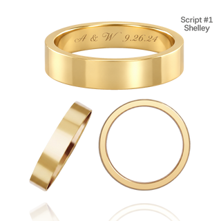 14K Yellow Gold Flat Wedding Bands with Optional Engraving  (4.0 mm)